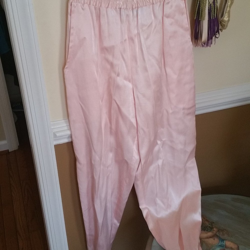 Vintage Satin Pink Trousers Harem Boho Pants